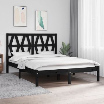 vidaXL Bedframe massief grenenhout zwart 140x190 cm