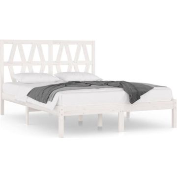 vidaXL Bedframe massief grenenhout wit 140x200 cm