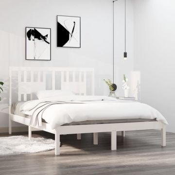 vidaXL Bedframe massief grenenhout wit 120x200 cm