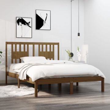 vidaXL Bedframe massief grenenhout honingbruin 120x200 cm