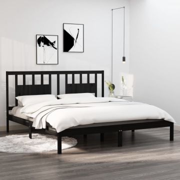 vidaXL Bedframe massief grenenhout zwart 200x200 cm