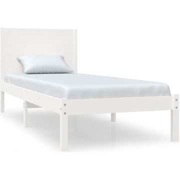 vidaXL Bedframe massief hout wit 75x190 cm 2FT6 Small Single