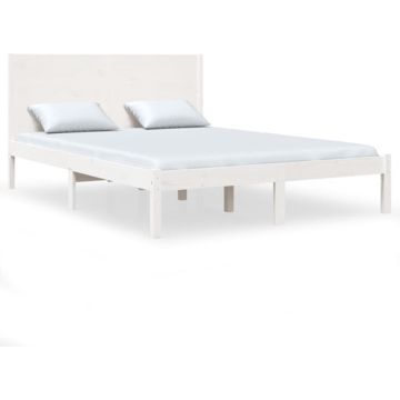 vidaXL Bedframe massief hout wit 120x190 cm 4FT Small Double