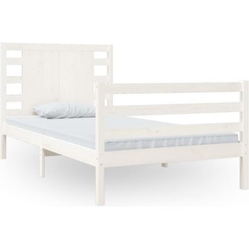 vidaXL Bedframe massief grenenhout wit 100x200 cm