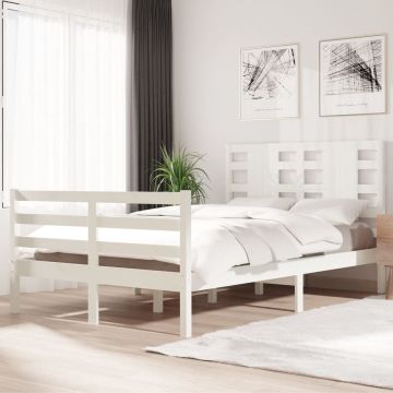 vidaXL Bedframe massief grenenhout wit 120x200 cm