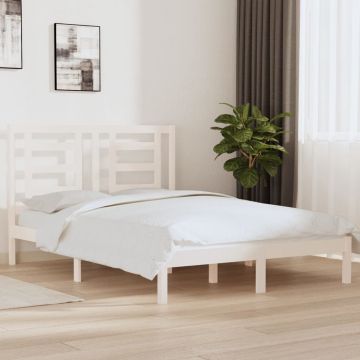 vidaXL Bedframe massief grenenhout wit 140x200 cm