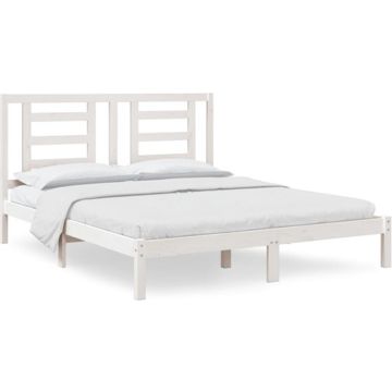 vidaXL Bedframe massief grenenhout wit 160x200 cm