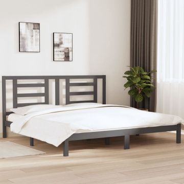 vidaXL Bedframe massief grenenhout grijs 200x200 cm