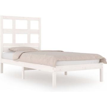 vidaXL Bedframe massief grenenhout wit 90x190 cm 3FT Single