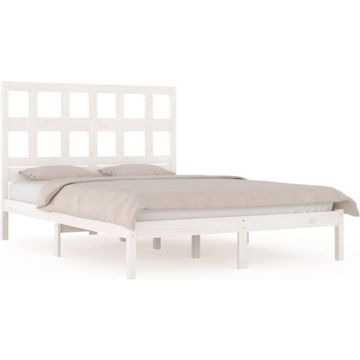 vidaXL Bedframe massief grenenhout wit 120x190 cm 4FT Small Double