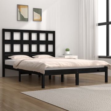 vidaXL Bedframe massief grenenhout zwart 120x190 cm 4FT Small Double