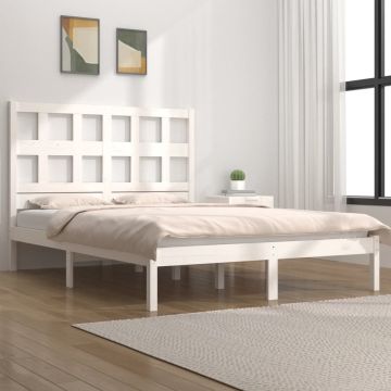 vidaXL Bedframe massief grenenhout wit 140x200 cm