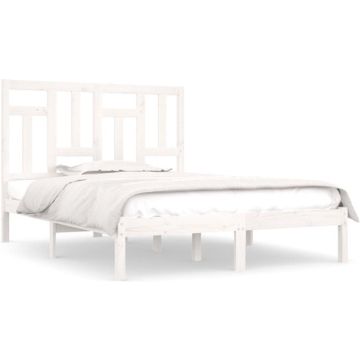 vidaXL Bedframe massief hout wit 120x190 cm 4FT Small Double