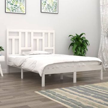 vidaXL Bedframe massief grenenhout wit 140x190 cm