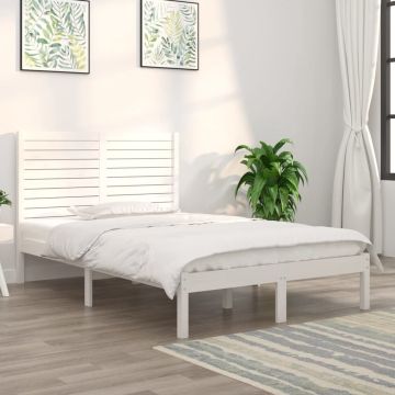 vidaXL Bedframe massief hout wit 120x190 cm 4FT Small Double