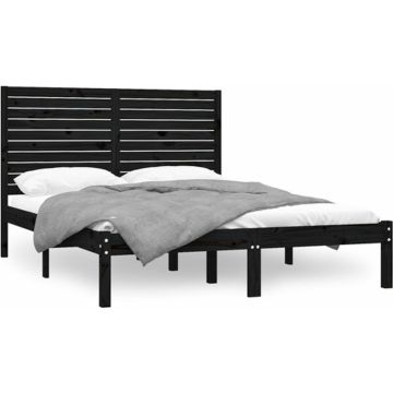 vidaXL Bedframe massief hout zwart 150x200 cm 5FT King Size