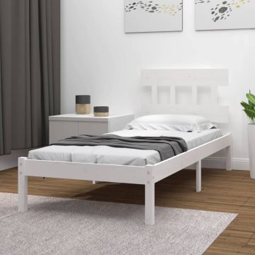 vidaXL Bedframe massief hout wit 90x200 cm