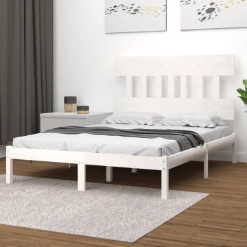 vidaXL Bedframe massief hout wit 180x200 cm 6FT Super King