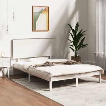 vidaXL Bedframe massief hout wit 120x190 cm 4FT Small Double