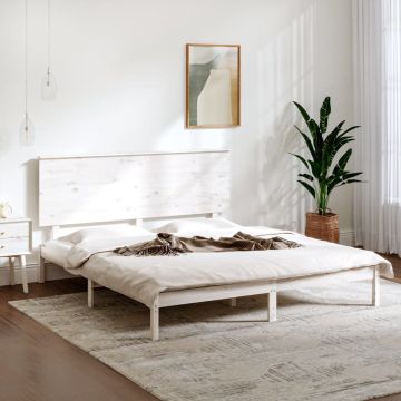 vidaXL Bedframe massief hout wit 180x200 cm 6FT Super King