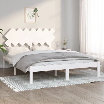 vidaXL Bedframe massief hout wit 150x200 cm 5FT King Size