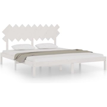 vidaXL Bedframe massief hout wit 180x200 cm 6FT Super King