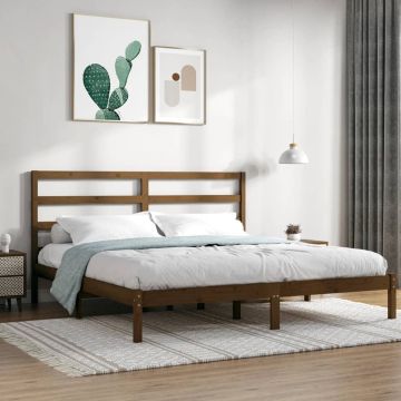 vidaXL Bedframe massief grenenhout honingbruin 200x200 cm