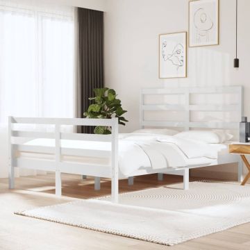 vidaXL Bedframe massief grenenhout wit 120x190 cm 4FT Small Double