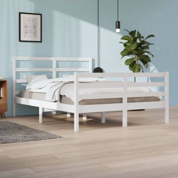 vidaXL Bedframe massief grenenhout wit 140x200 cm