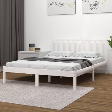 vidaXL Bedframe massief grenenhout wit 120x190 cm 4FT Small Double