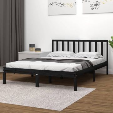 vidaXL Bedframe massief grenenhout zwart 120x190 cm 4FT Small Double