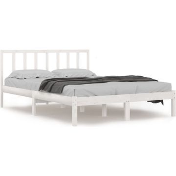 vidaXL Bedframe massief grenenhout wit 140x200 cm