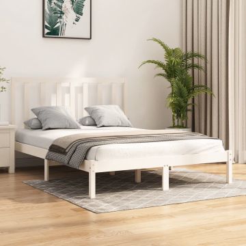 vidaXL Bedframe massief grenenhout wit 140x200 cm