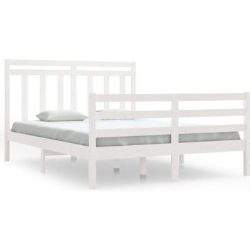 vidaXL Bedframe massief hout wit 140x190 cm