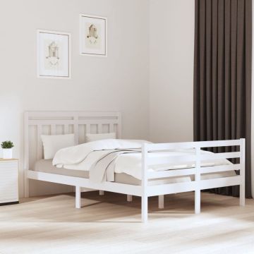 vidaXL Bedframe massief hout wit 120x200 cm