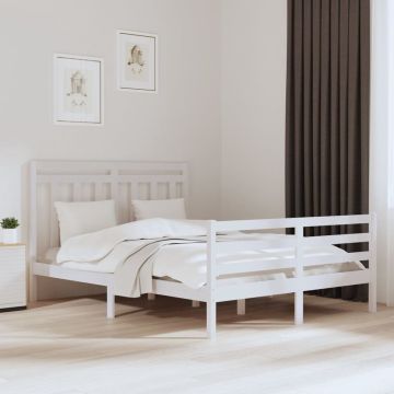 vidaXL Bedframe massief hout wit 150x200 cm 5FT King Size