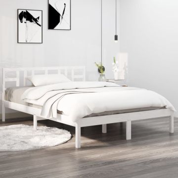 vidaXL Bedframe massief hout wit 120x200 cm