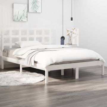 vidaXL Bedframe massief hout wit 120x190 cm 4FT Small Double