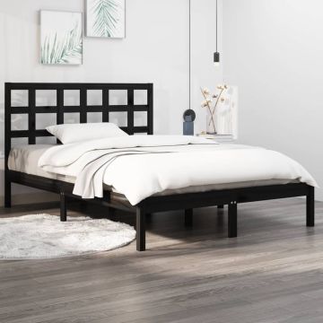 vidaXL Bedframe massief hout zwart 120x190 cm 4FT Small Double