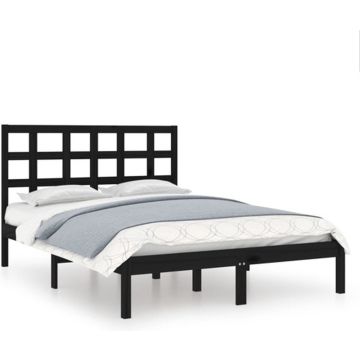 vidaXL Bedframe massief hout zwart 140x190 cm