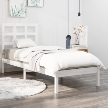 vidaXL Bedframe massief hout wit 100x200 cm