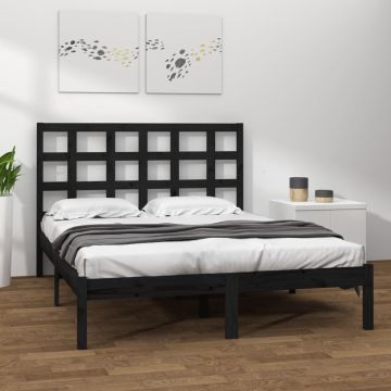 vidaXL Bedframe massief hout zwart 200x200 cm