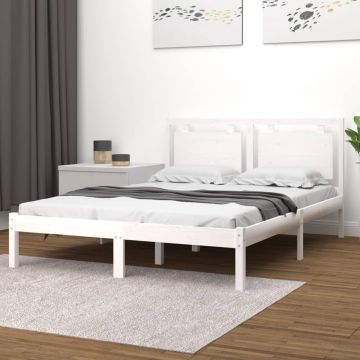 vidaXL Bedframe massief hout wit 120x190 cm 4FT Small Double