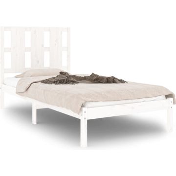 vidaXL Bedframe massief hout wit 75x190 cm 2FT6 Small Single