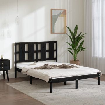 vidaXL Bedframe massief grenenhout zwart 140x200 cm