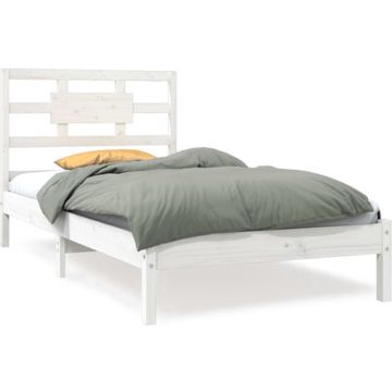 vidaXL Bedframe massief hout wit 90x190 cm 3FT Single