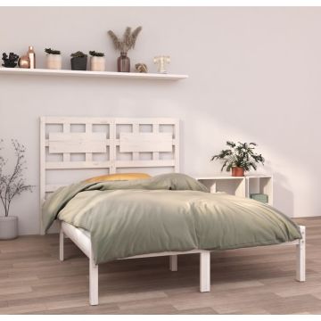 vidaXL Bedframe massief hout wit 120x190 cm 4FT Small Double