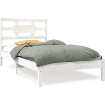 vidaXL Bedframe massief hout wit 90x200 cm