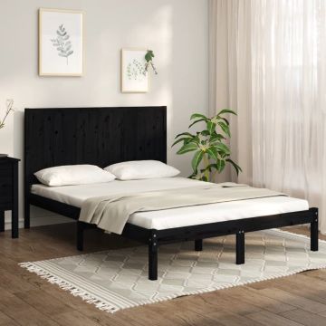 vidaXL Bedframe massief grenenhout zwart 120x190 cm 4FT Small Double