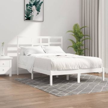 vidaXL Bedframe massief hout wit 120x190 cm 4FT Small Double